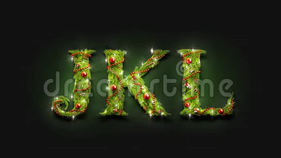 装饰JKL字母圣诞字体模型在黑暗中视频的预览图