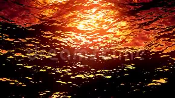 日落时带橙色太阳的水下游泳池视频的预览图