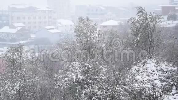 阿尔巴尼亚Shkoder市上空大雪视频的预览图