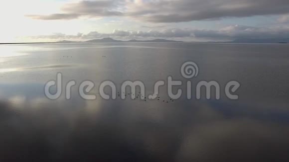早上湖的空中镜头视频的预览图