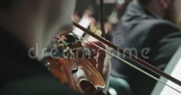 音乐家在音乐会前的古典音乐排练中拉小提琴视频的预览图