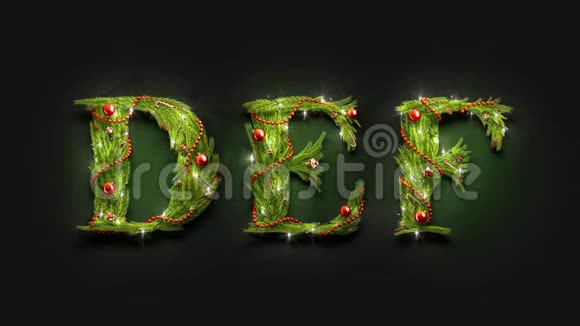 装饰DEF字母新年字体模型在黑暗中视频的预览图