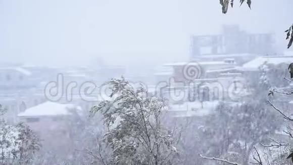阿尔巴尼亚Shkoder市上空大雪视频的预览图