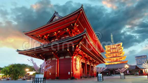东京Sensojiji日本Asakusa寺时间流逝视频的预览图