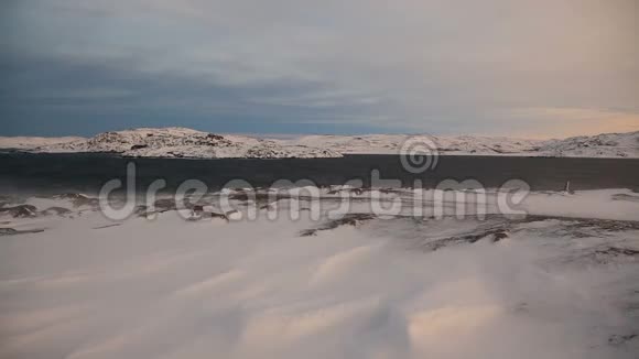日落时北极苔原在强风中视频的预览图