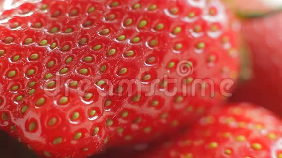 新鲜干净的草莓宏观视频视频的预览图