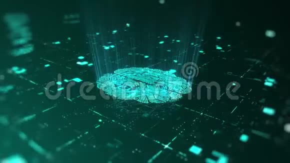 人工智能和头脑风暴概念3大脑动画数据挖掘深度学习现代计算机视频的预览图
