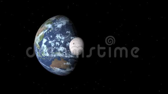 地球和月球旋转3D渲染视频的预览图