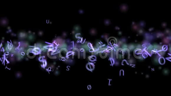 数字紫色和蓝色符号在黑色背景上移动视频的预览图
