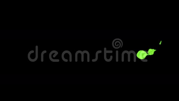 绿色墨水滴在黑色背景上以达到效果三维渲染体素图形计算机模拟6视频的预览图