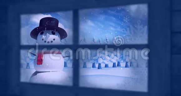透过窗户看到的冬季风景视频的预览图
