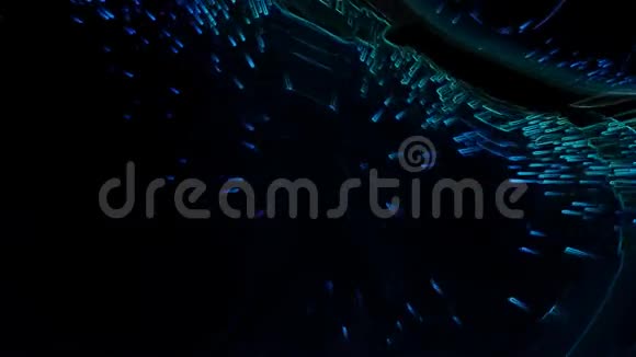 黑色背景上的蓝色粒子和曲线视频的预览图