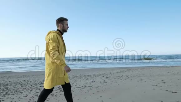 那个在寂寞海滩上散步的游客视频的预览图
