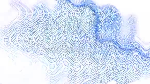 白色背景下蓝色抽象曲线细胞视频的预览图