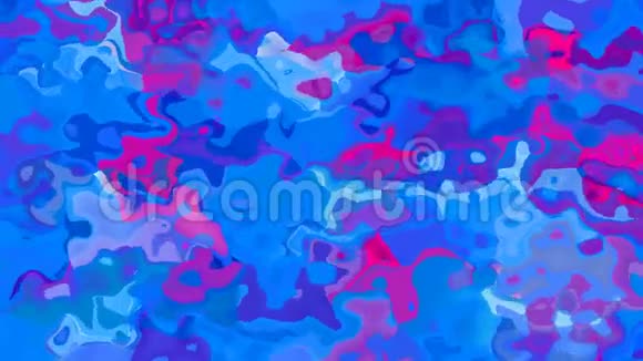 动画闪烁彩色背景全高清无缝循环视频水彩溅液体效果蓝色粉红色视频的预览图
