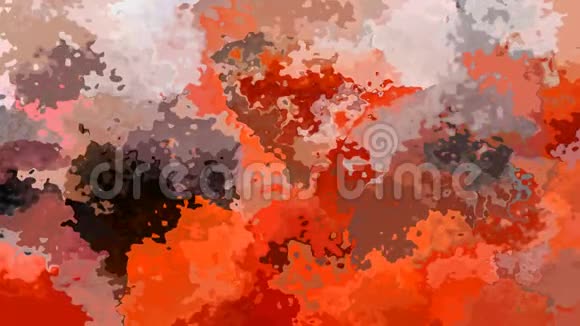 动画闪烁彩色背景全高清无缝循环视频水彩溅液体效果彩色火烈鸟橙色视频的预览图