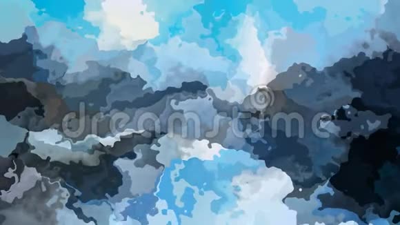 全高清无缝循环视频水彩颜料液体效果彩色蓝灰色视频的预览图