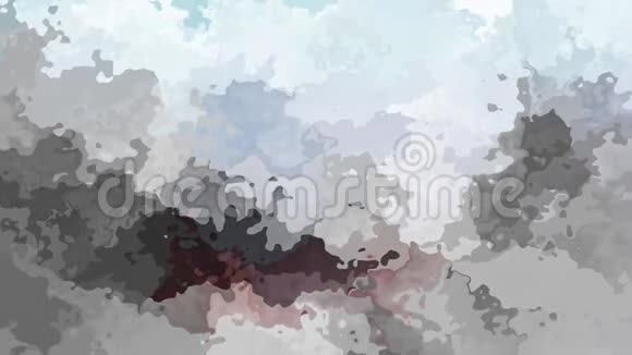 全高清无缝循环视频水彩花液体效果彩色中性灰色云SK视频的预览图
