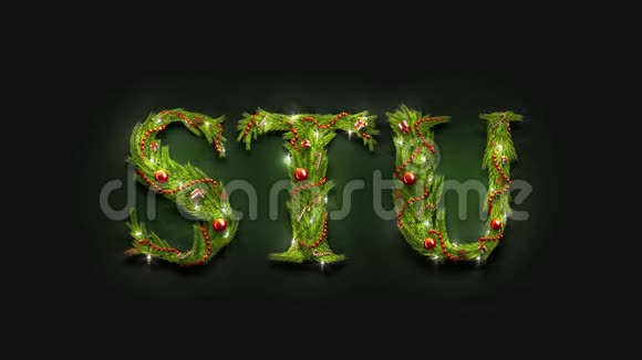 装饰STU字母黑暗中的圣诞字体模型视频的预览图