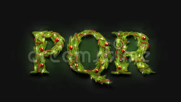 装饰的PQR字母黑暗中的圣诞字体模型视频的预览图