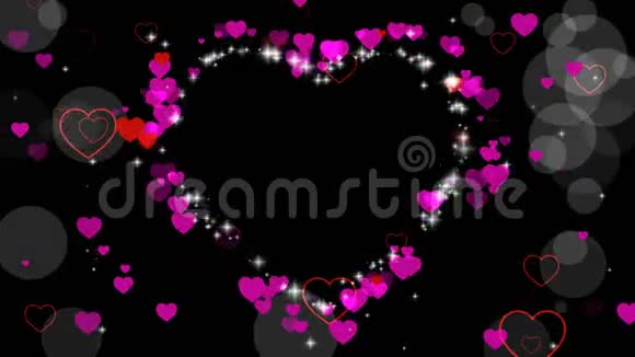 情人节的动画框架的心脏覆盖视频问候爱的心灵框架心灵的节日边界装饰视频的预览图