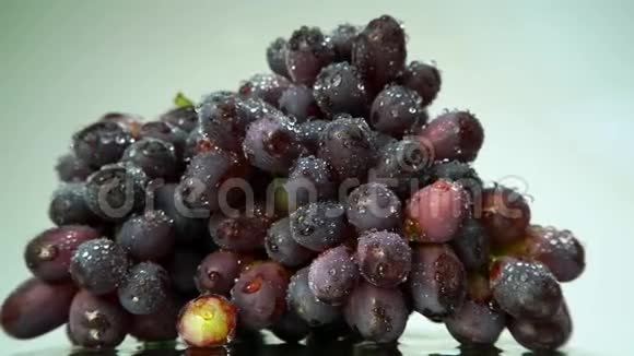 新鲜的黑葡萄酒葡萄和水滴视频的预览图