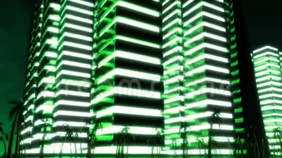 夜都市的夜景可循环使用绿色视频的预览图