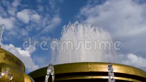 在炎热的夏天喷泉里的水喷射出来视频的预览图