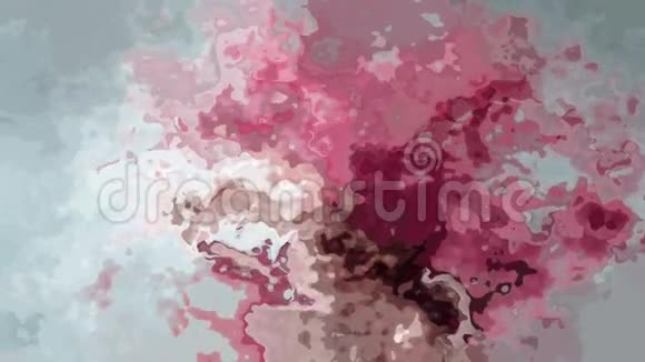 全高清无缝循环视频水彩颜料液体效果彩色老粉红色淡褐色视频的预览图