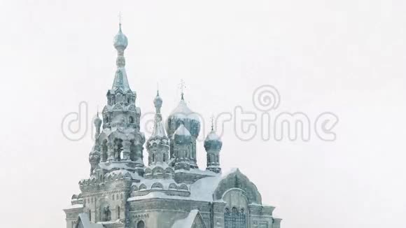 降雪俄罗斯教堂视频的预览图