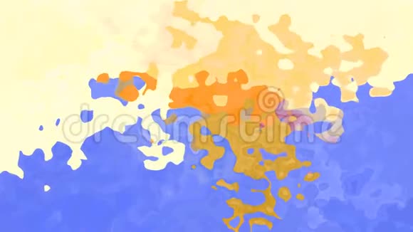全高清无缝循环视频水彩颜料液体效果彩色黄橙紫视频的预览图