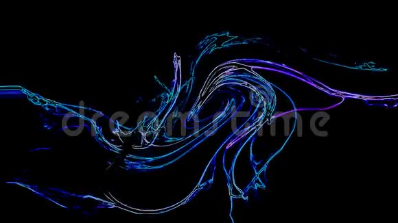 黑色背景上的蓝色和紫色螺旋波视频的预览图