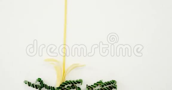 白色背景的向日葵形状的各种面食视频的预览图