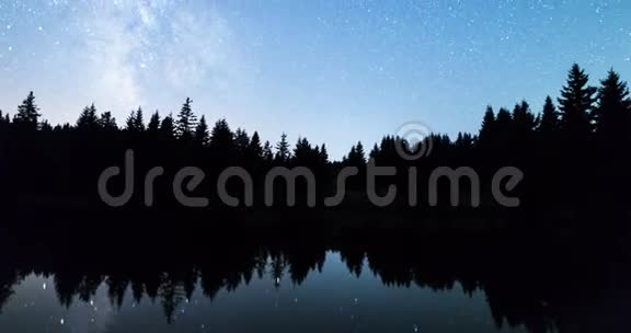落星湖松树剪影银河系4k视频的预览图