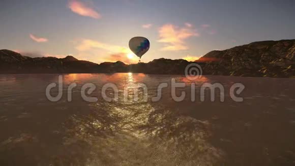 气球飞过一个湖的镜头视频的预览图