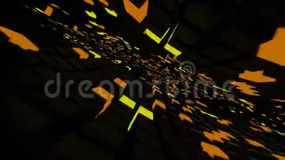 3D渲染抽象背景黑黄灯视频的预览图