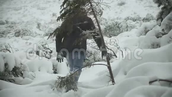 一个人爬在白雪覆盖的山上视频的预览图