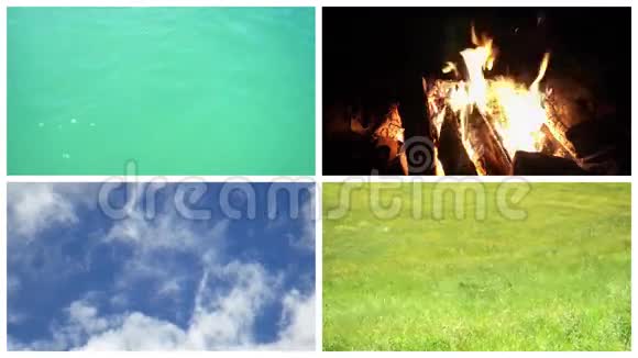 地球水空气火灾四个经典元素概念视频剪辑拼贴视频的预览图