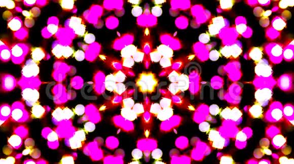 曼陀罗明亮的灯光控制着微妙的颜色的运动有着美丽的花朵形状黑色的背景视频的预览图
