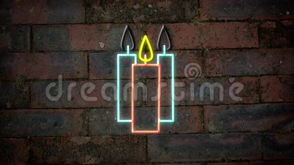 砖墙上的蜡烛霓虹灯标志视频的预览图