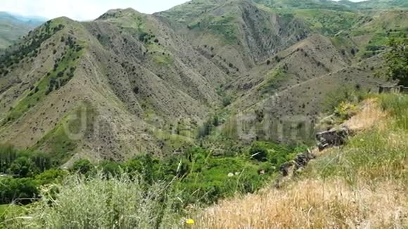 全景夏日高山亚美尼亚景观视频的预览图