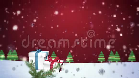 圣诞背景下的3D雪花3视频的预览图