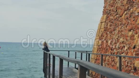 梦幻女郎在慢动作中享受神奇的海景视频的预览图