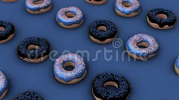 甜甜圈纹理旋转循环对角线经典蓝色视频的预览图