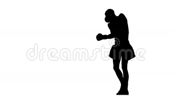 拳击手在训练中的剪影用手做不同的打击视频的预览图