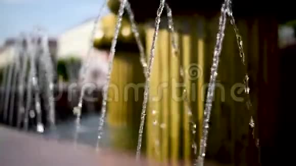 在炎热的夏天喷泉里的水喷射出来视频的预览图
