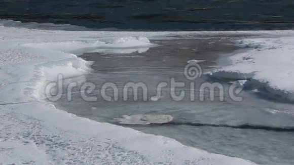 河流河口的冰融化视频的预览图