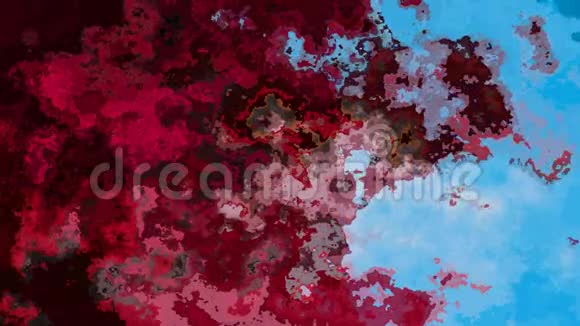 动画彩色彩色背景全高清无缝循环视频水彩斑点液体效果彩色石榴勃艮第视频的预览图