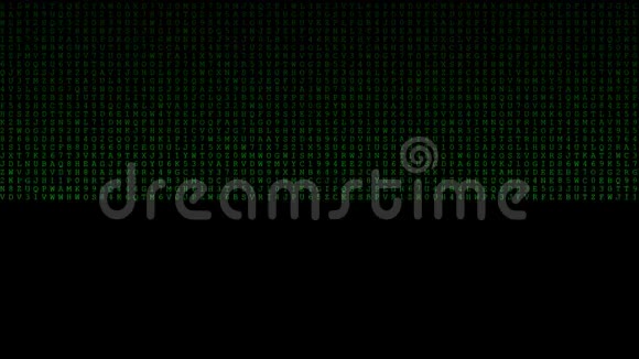 技术数字下降在黑暗或黑色背景与随机数09和字母表AZ在浅绿色视频的预览图