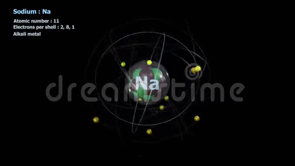 钠原子与11个电子在无限轨道旋转视频的预览图